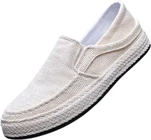 2025 Men's New Spring and Fisherman's Shoes Canvas Thick Soled Slip On Mens Canvas Lace Shoes