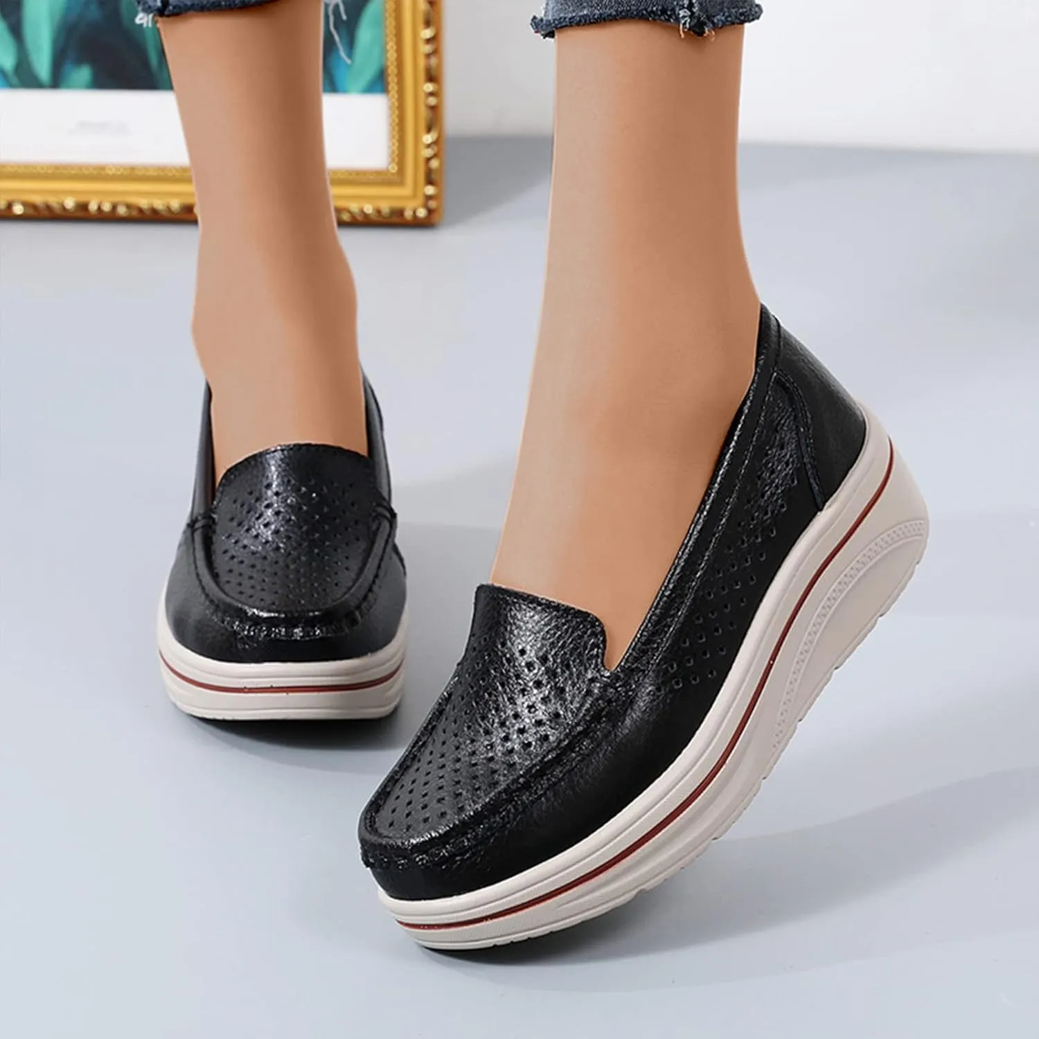 2025 Summer Slip on Loafers for Women Mesh Comfortable Platform Sneakers Business Casual Outdoor Travel Walking Shoes