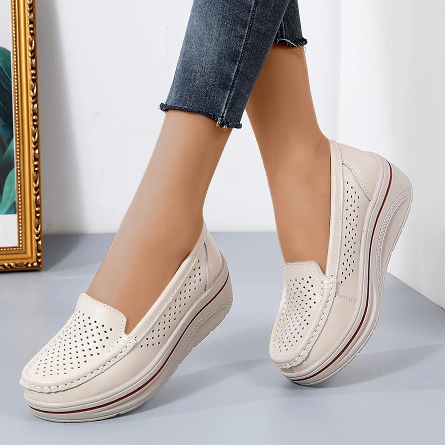 2025 Summer Slip on Loafers for Women Mesh Comfortable Platform Sneakers Business Casual Outdoor Travel Walking Shoes