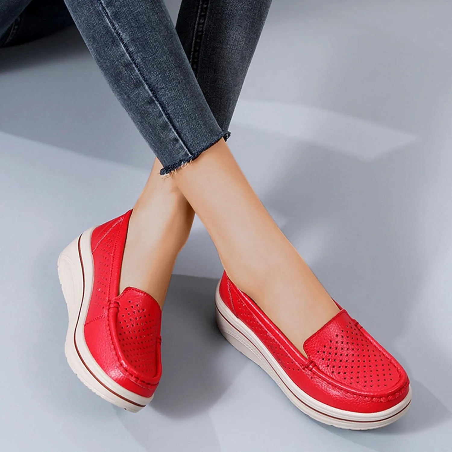 2025 Summer Slip on Loafers for Women Mesh Comfortable Platform Sneakers Business Casual Outdoor Travel Walking Shoes