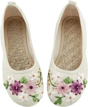 AMDBEL Ballet Flats Shoes for Women Dressy, Women’s Flats Shoes Crochet Lace Mesh Round Toe Slip On Casual Ballet Dress Shoes