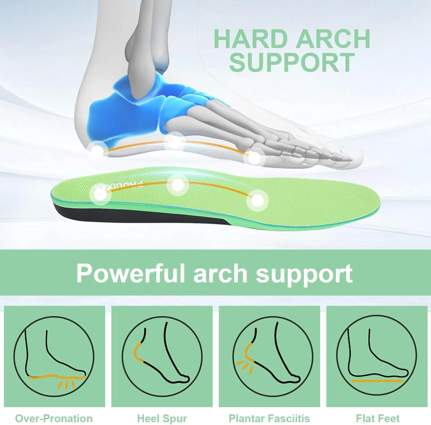 Arch Orthotic Insoles Men's High Arch Support Orthotic Insoles Pain Relief and Plantar Fasciitis Insoles Suitable for Work Boots Sneakers Improved Comfort, Stability (L (Men 8-12/Women 9-13))
