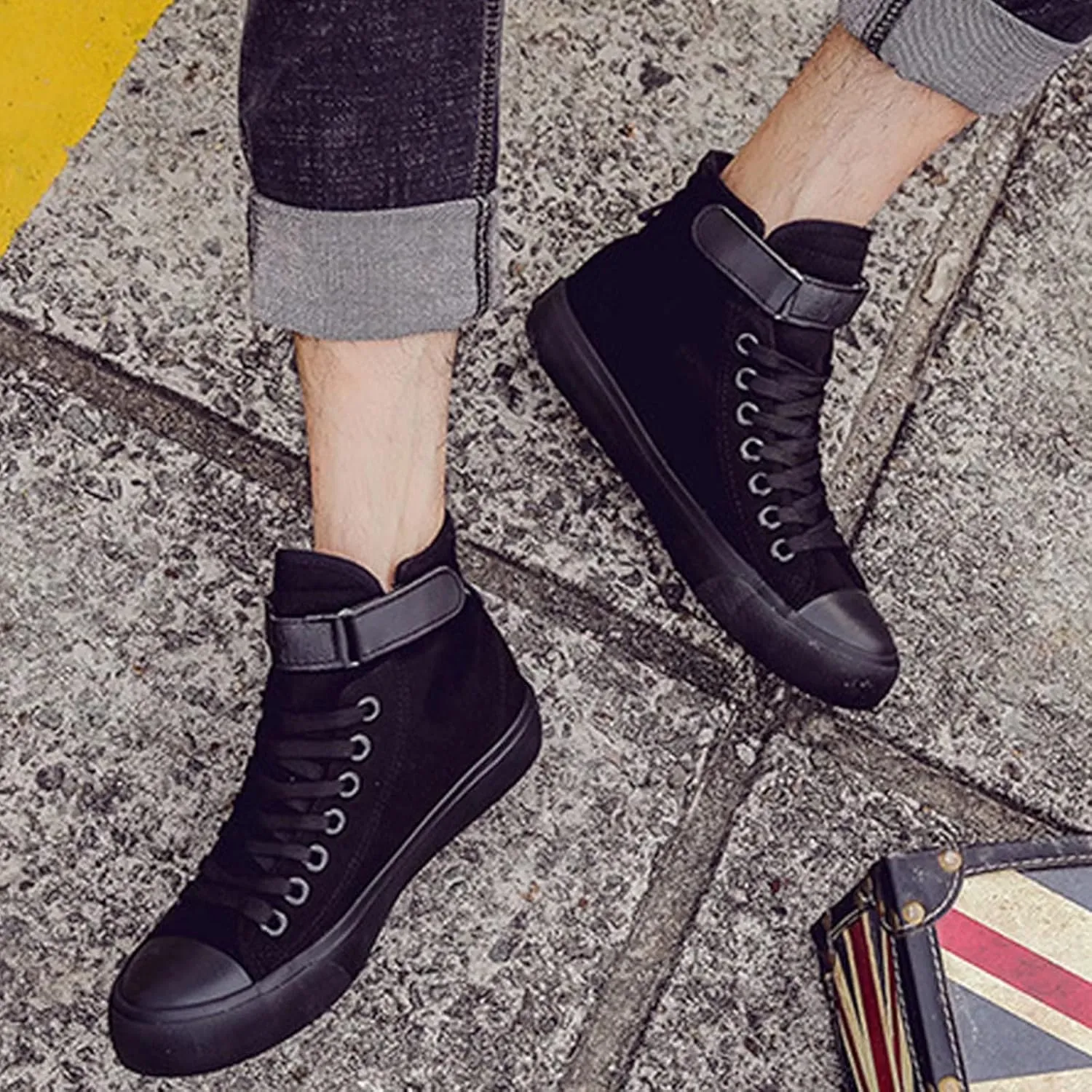 babyhealthy High Top Canvas Sneakers, Casual Walking Shoes Fashion Lace up Sneaker Platform Slip on for Adults Men Women