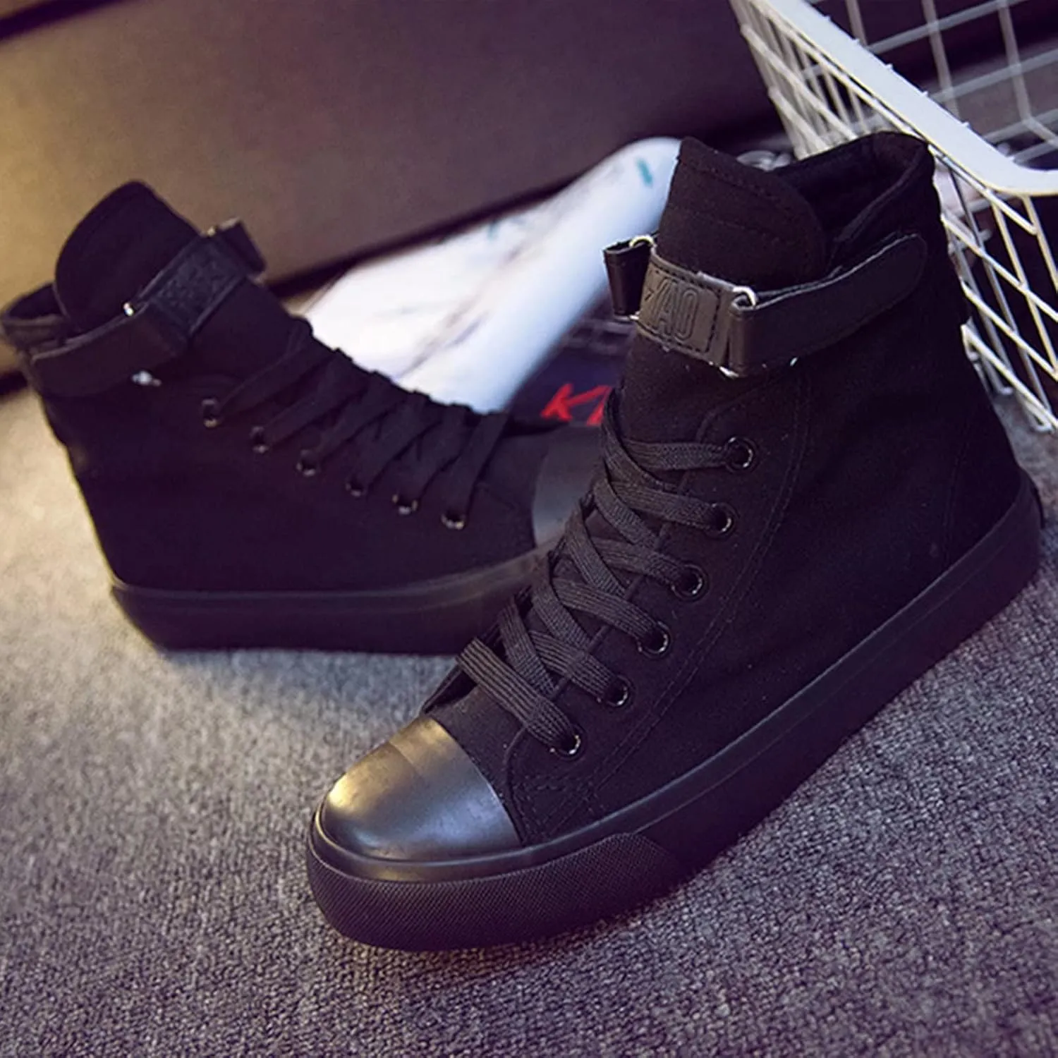 babyhealthy High Top Canvas Sneakers, Casual Walking Shoes Fashion Lace up Sneaker Platform Slip on for Adults Men Women