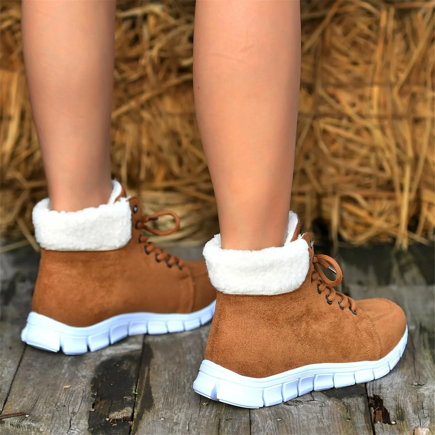 Boots For Women 2024 Ankle Booties Warm Fur Lined Winter Snow Outdoor Short Booties Fashion Slip On Loafers Shoes