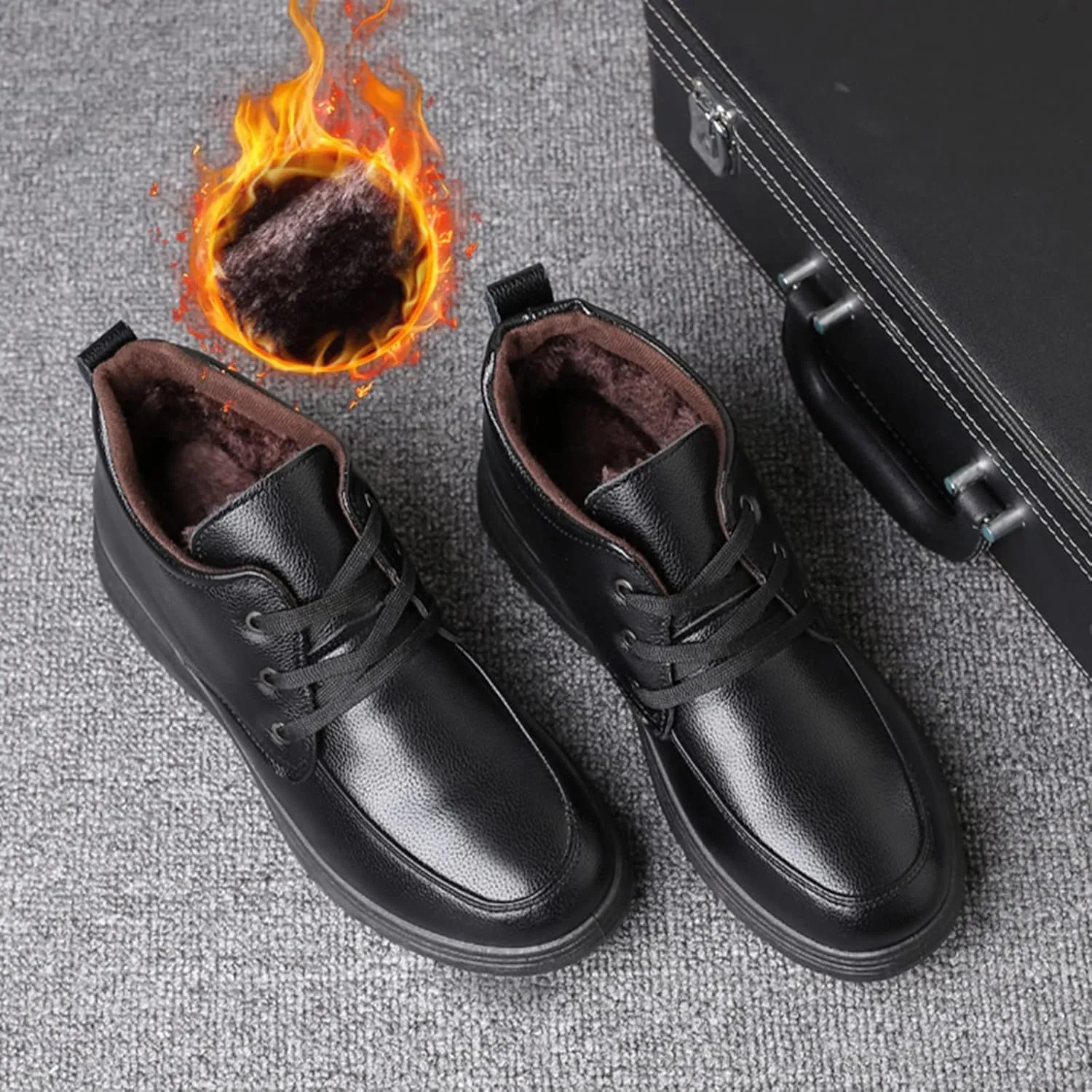 Breathable Dress Sneaker Men Shoes Casual High Top Cotton Shoes Old People Cotton Old Men Leather