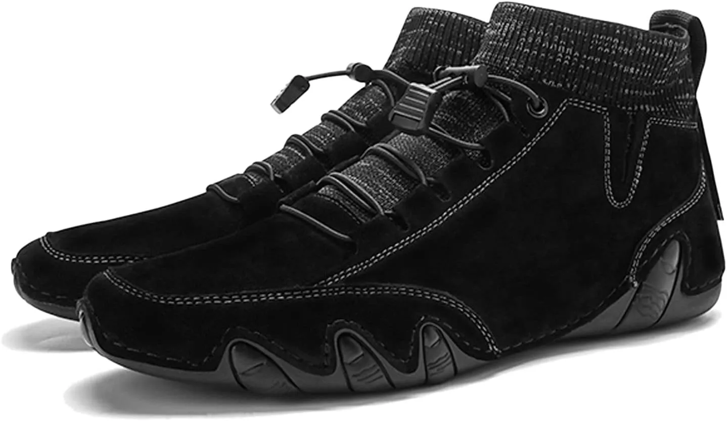 Breathable Dress Sneaker Mens Shoes High Top Elastic Band Sport Shoes Fashion Casual Mens Plus Size Ankle Boots