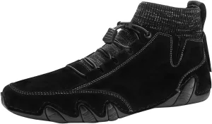 Breathable Dress Sneaker Mens Shoes High Top Elastic Band Sport Shoes Fashion Casual Mens Plus Size Ankle Boots