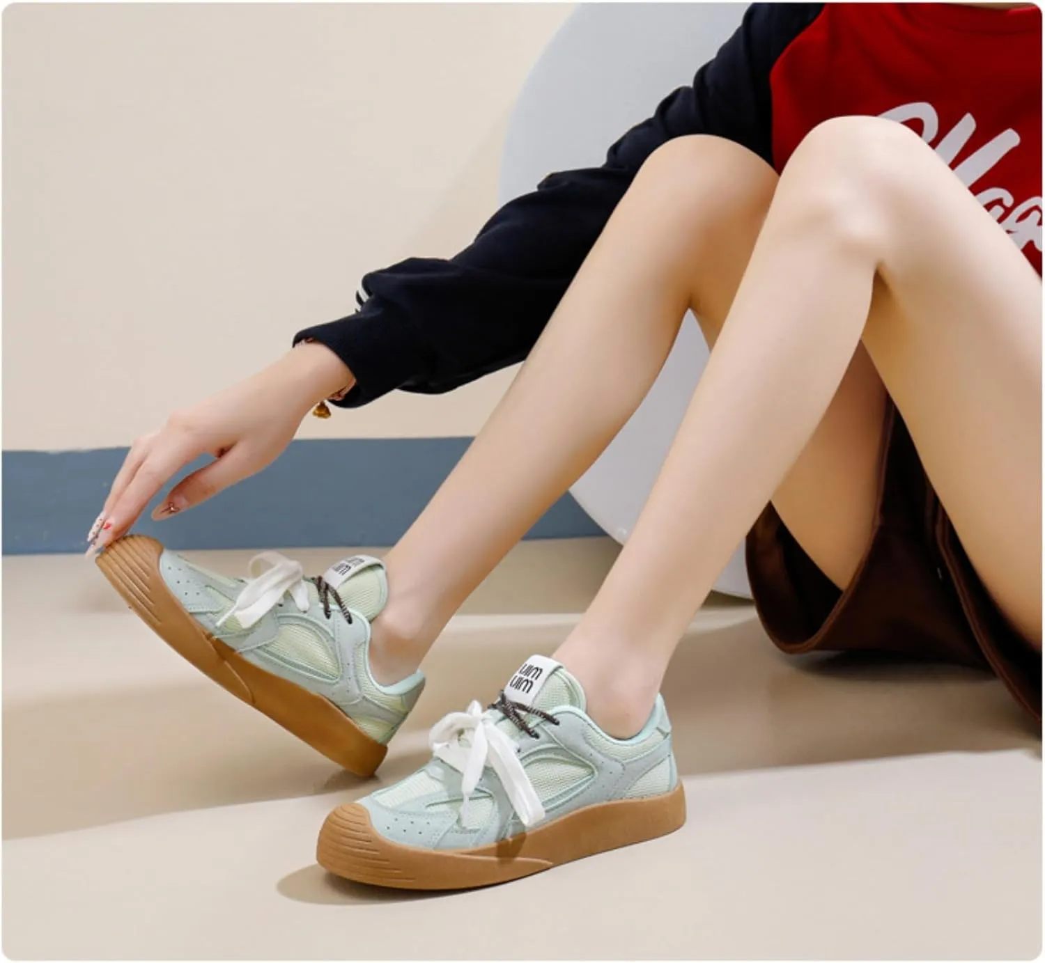 Breathable Mesh Cute Skate Sneakers – Lightweight & Stylish Casual Shoes for Women – Comfortable Non-Slip Fashion Sneakers for Everyday Wear
