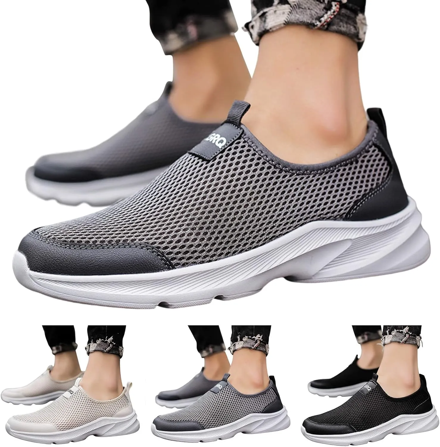 Casual Walking Shoes Men Sports Shoes Fashionable Simple and Solid Color The New Pattern Summer Non Slip Thick Mesh