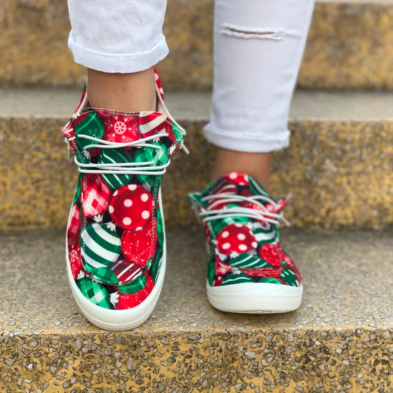 Christmas Running Shoes Women White Leather Sneakers for Women Mens Loafers Dress Shoes Christmas Print Shoes Women Fashion Casual Comfy Soft