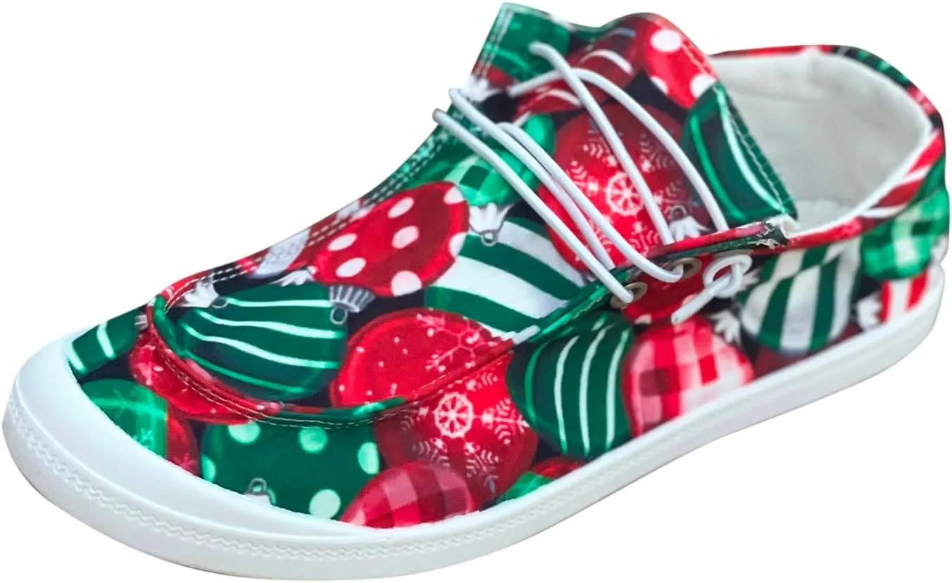 Christmas Running Shoes Women White Leather Sneakers for Women Mens Loafers Dress Shoes Christmas Print Shoes Women Fashion Casual Comfy Soft