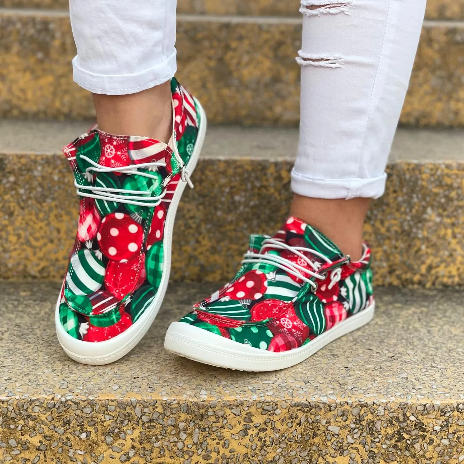 Christmas Running Shoes Women White Leather Sneakers for Women Mens Loafers Dress Shoes Christmas Print Shoes Women Fashion Casual Comfy Soft
