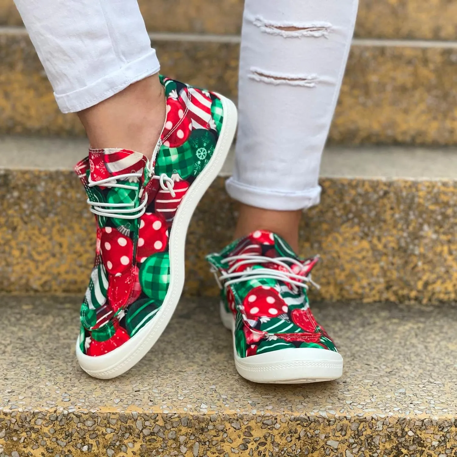 Christmas Running Shoes Women White Leather Sneakers for Women Mens Loafers Dress Shoes Christmas Print Shoes Women Fashion Casual Comfy Soft