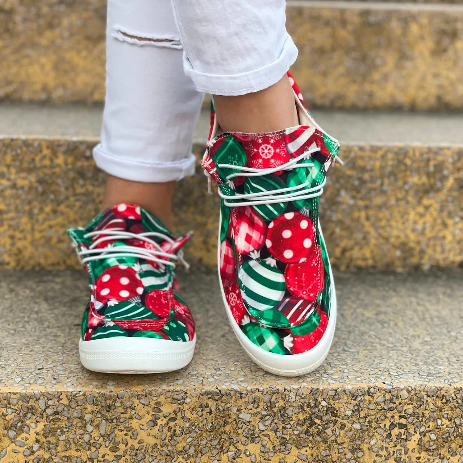 Christmas Running Shoes Women White Leather Sneakers for Women Mens Loafers Dress Shoes Christmas Print Shoes Women Fashion Casual Comfy Soft