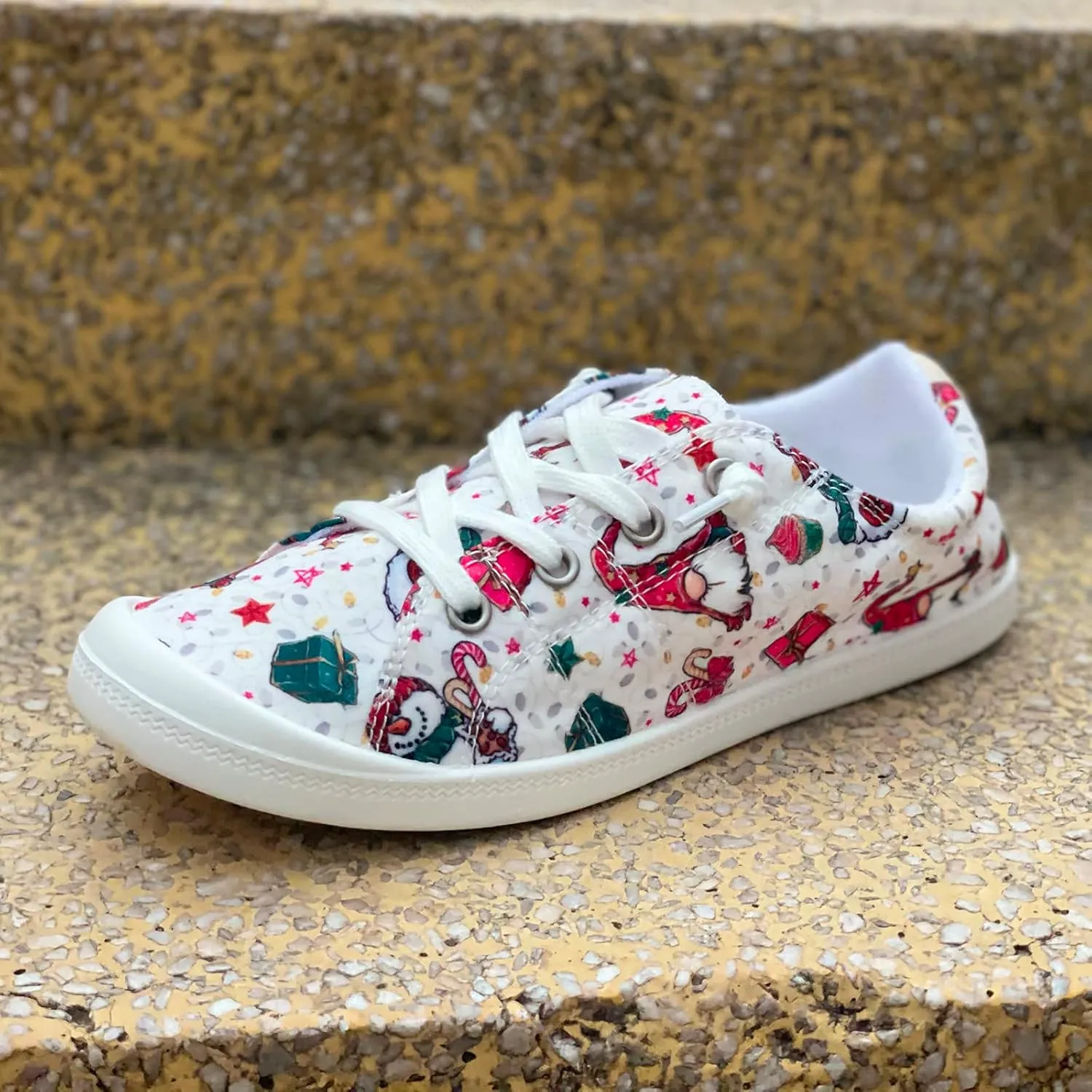 Christmas Sneakers for Women 2024 Womens White Sneakers Casual Platform Loafers for Women Wide Christmas Tennis Shoes for Women Lightweight Breathable