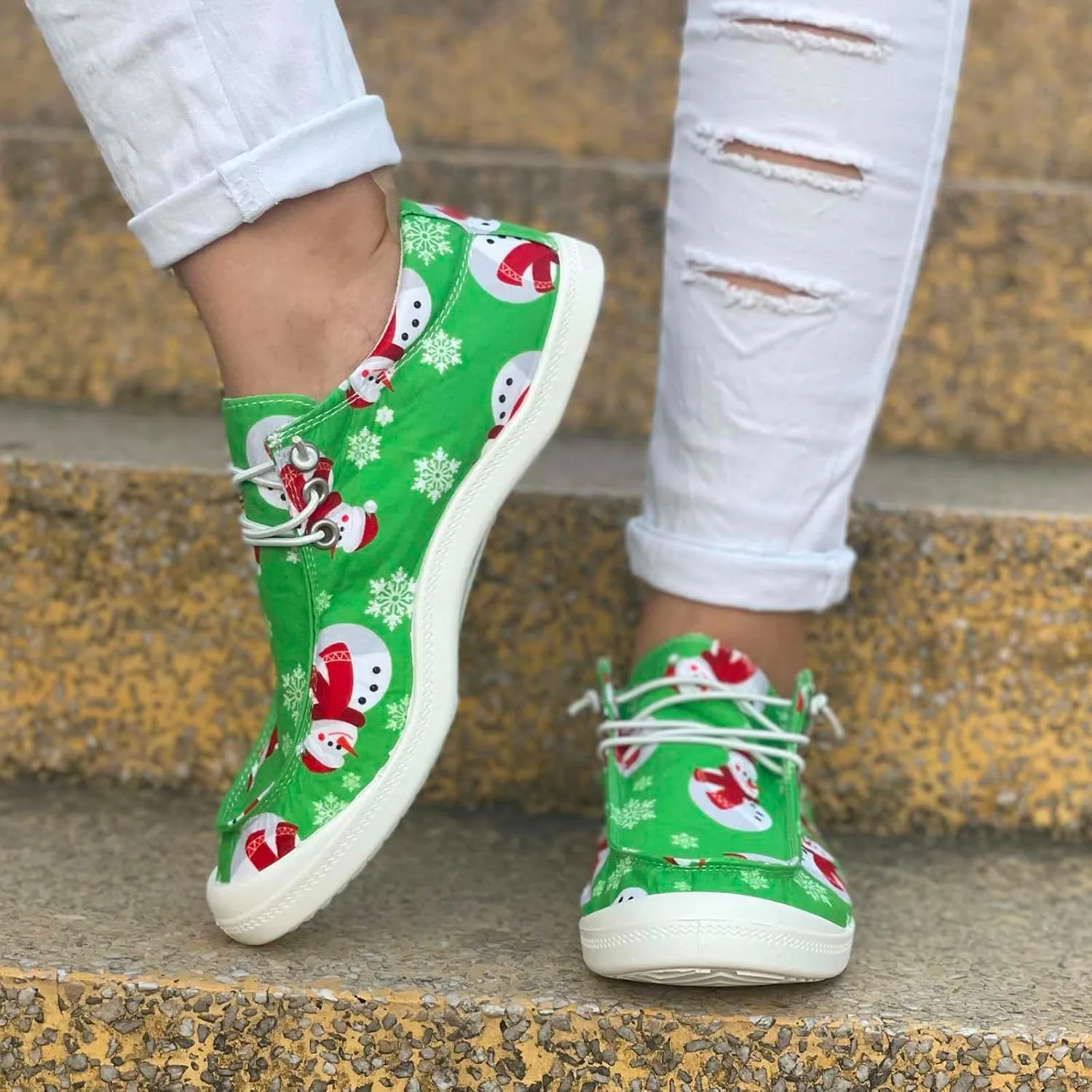 Christmas Tennis Shoes for Women Dress Sneakers Men Wide Loafers for Men Christmas Canvas Shoes Women Indoor and Outdoor Soft Sole Fashion Daily Deals