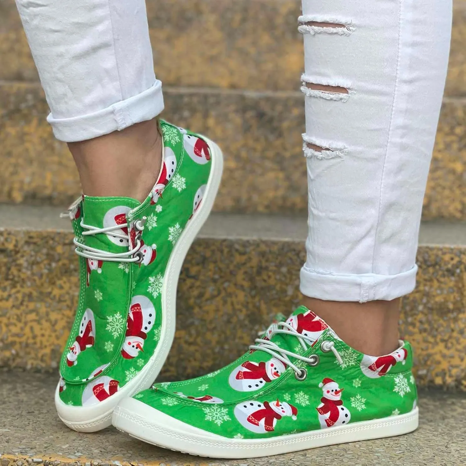 Christmas Tennis Shoes for Women Dress Sneakers Men Wide Loafers for Men Christmas Canvas Shoes Women Indoor and Outdoor Soft Sole Fashion Daily Deals