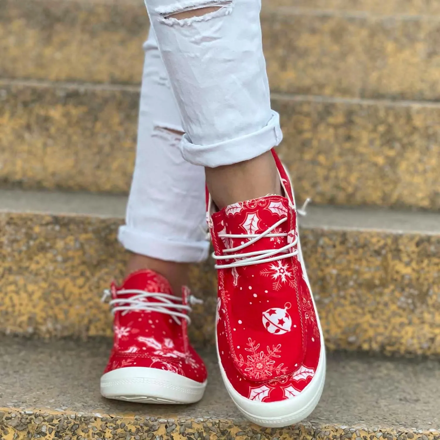 Christmas Tennis Shoes for Women Mens Sneakers Womens Loafers Comfortable Christmas Canvas Shoes Women Closed Toe Indoor and Outdoor Sale Clearance