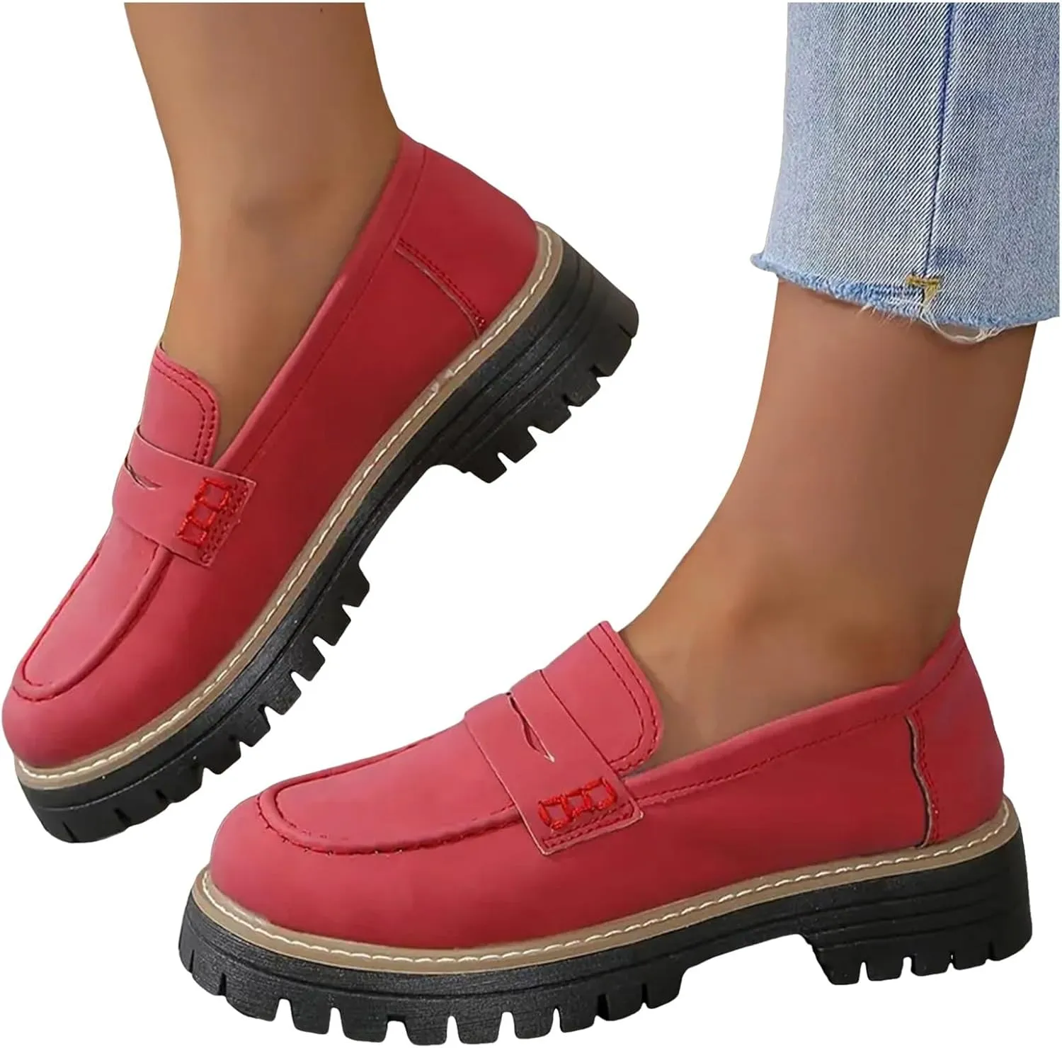 Chunky Business Casual Shoes for Women Comfort Orthopedic Shoes Suede Lug Sole Work Shoes Elegant Dress Shoes