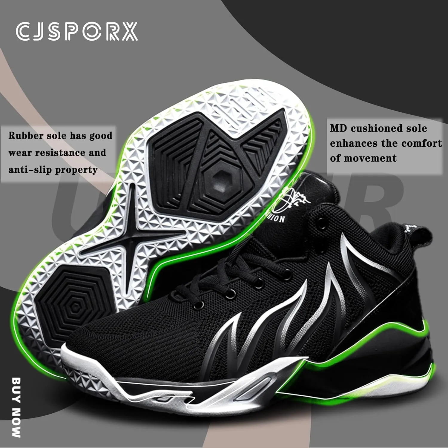 CJSPORX Men's Basketball Shoes Breathable Non-Slip Sneakers Fashionable Sports