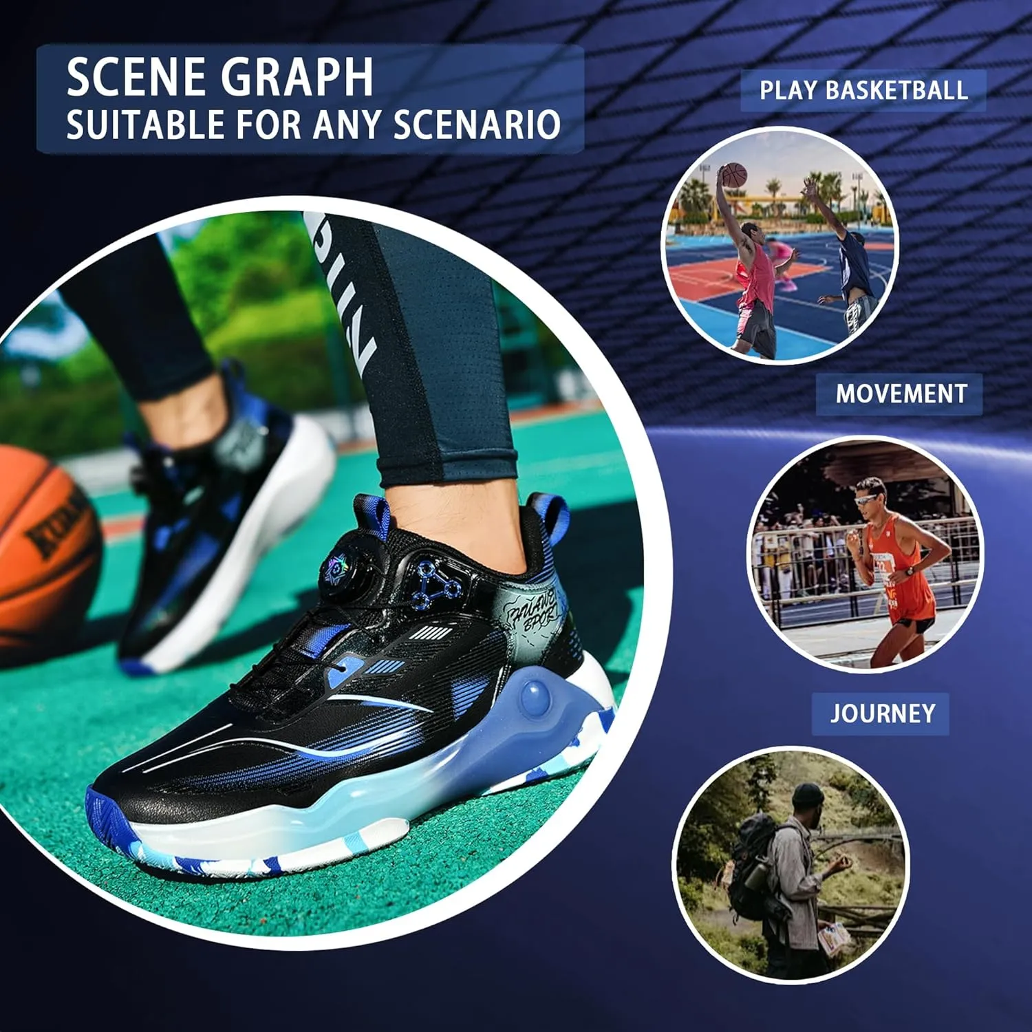 CJSPORX Men's Basketball Shoes Breathable Non-Slip Sneakers Fashionable Sports