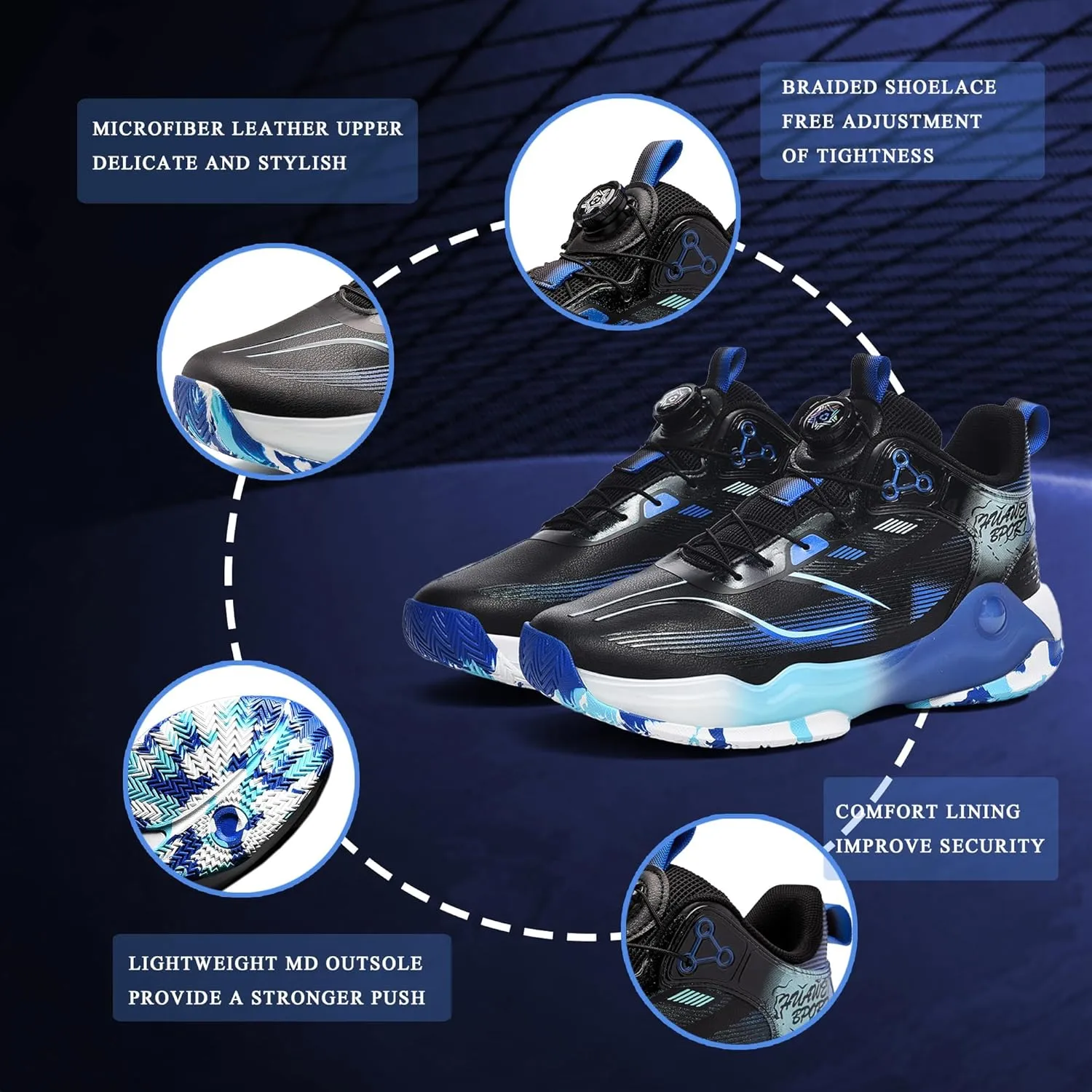 CJSPORX Men's Basketball Shoes Breathable Non-Slip Sneakers Fashionable Sports