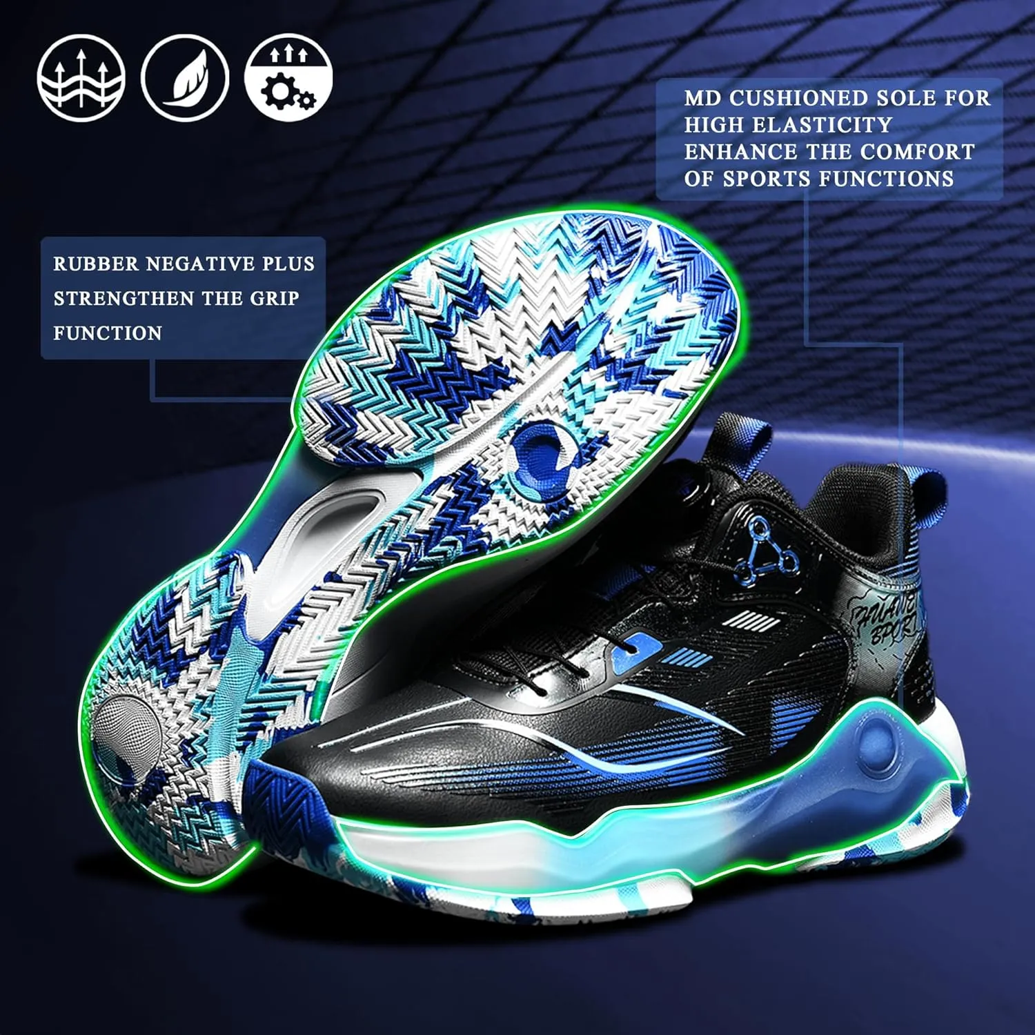 CJSPORX Men's Basketball Shoes Breathable Non-Slip Sneakers Fashionable Sports