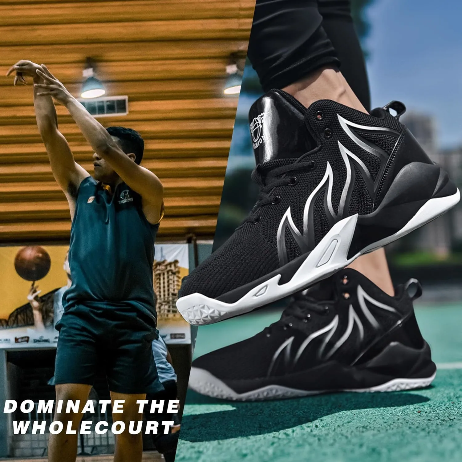 CJSPORX Men's Basketball Shoes Breathable Non-Slip Sneakers Fashionable Sports