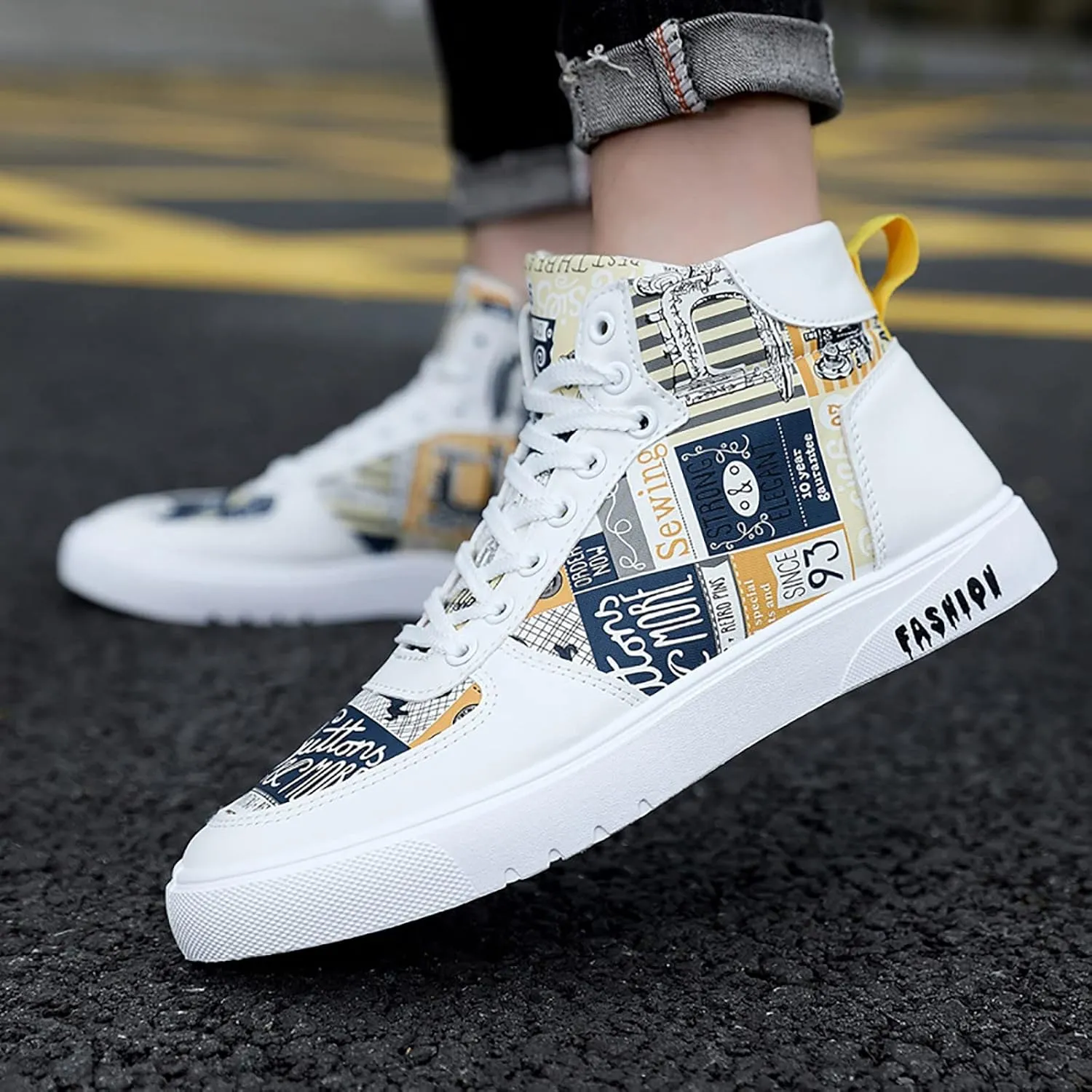 Fashion Sneakers Comfortable Men Shoes High Top Fashion Casual Shoes for Walking Lace Up Sports