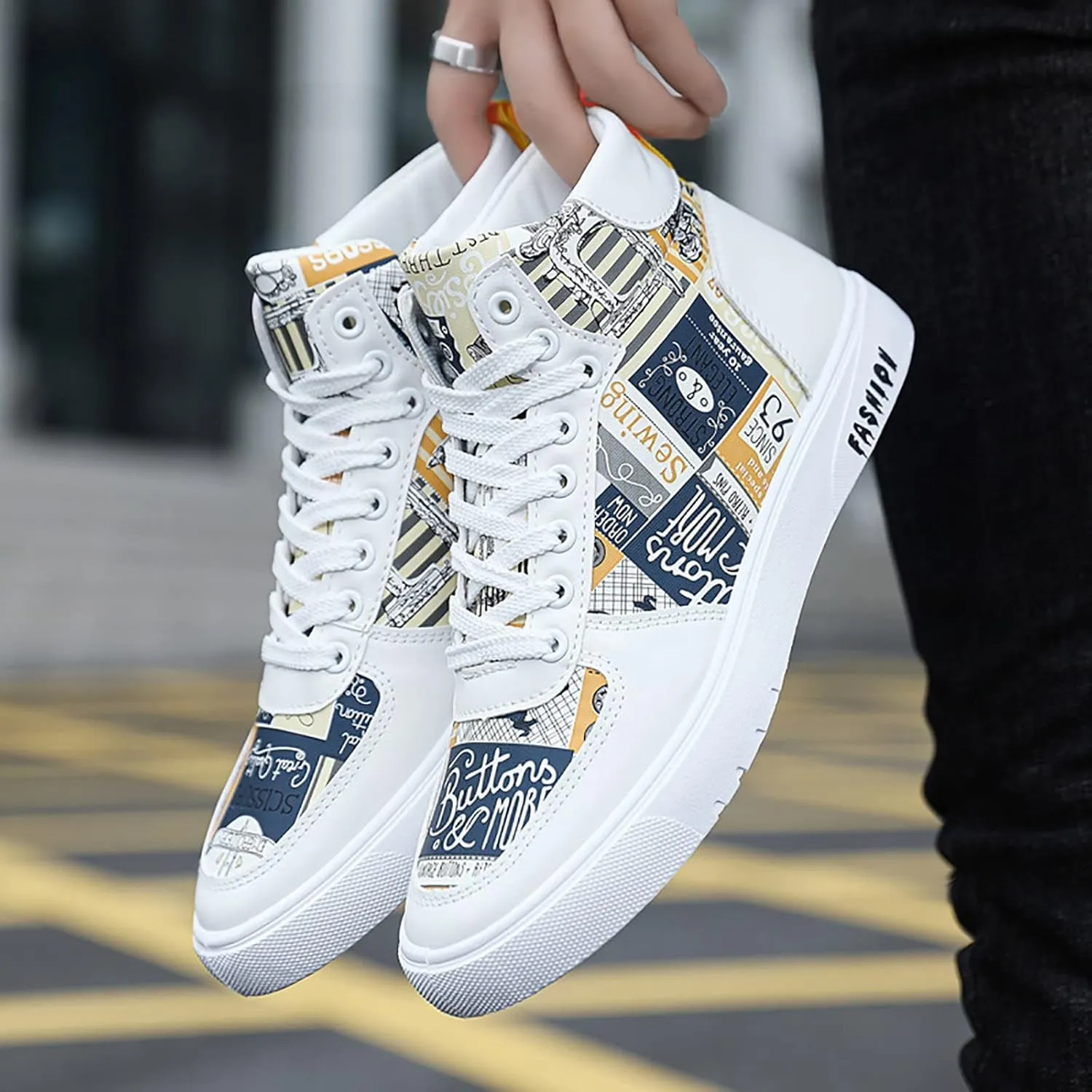 Fashion Sneakers Comfortable Men Shoes High Top Fashion Casual Shoes for Walking Lace Up Sports