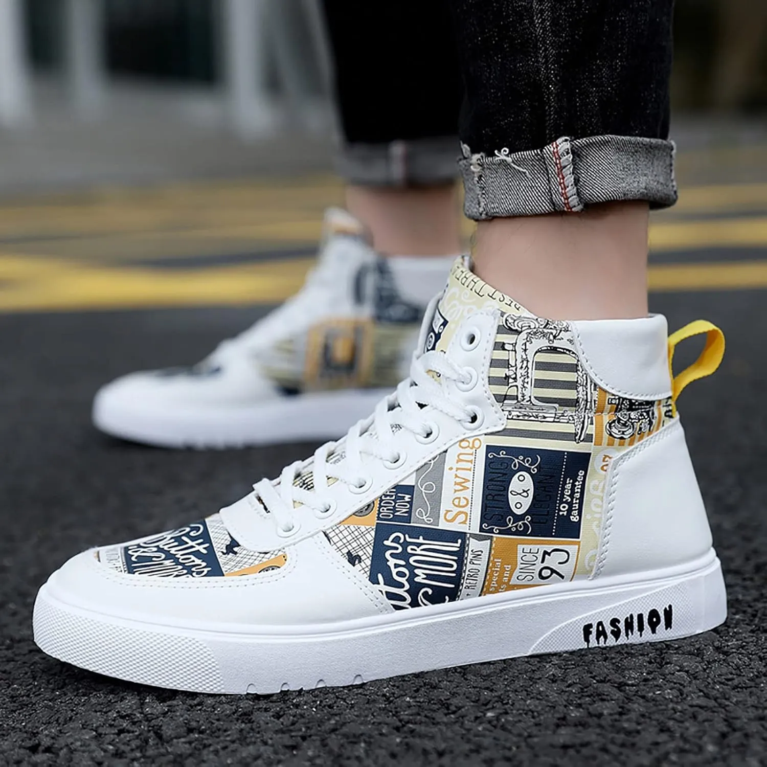 Fashion Sneakers Comfortable Men Shoes High Top Fashion Casual Shoes for Walking Lace Up Sports