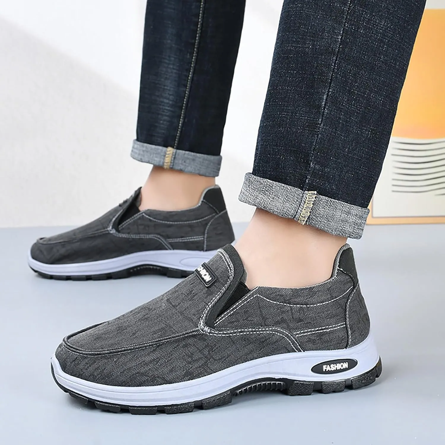 Fashion Sneakers Comfortable Men's Shoes Breathable Solid Color Casual Soft Sole Comfortable Simple Walking Shoes