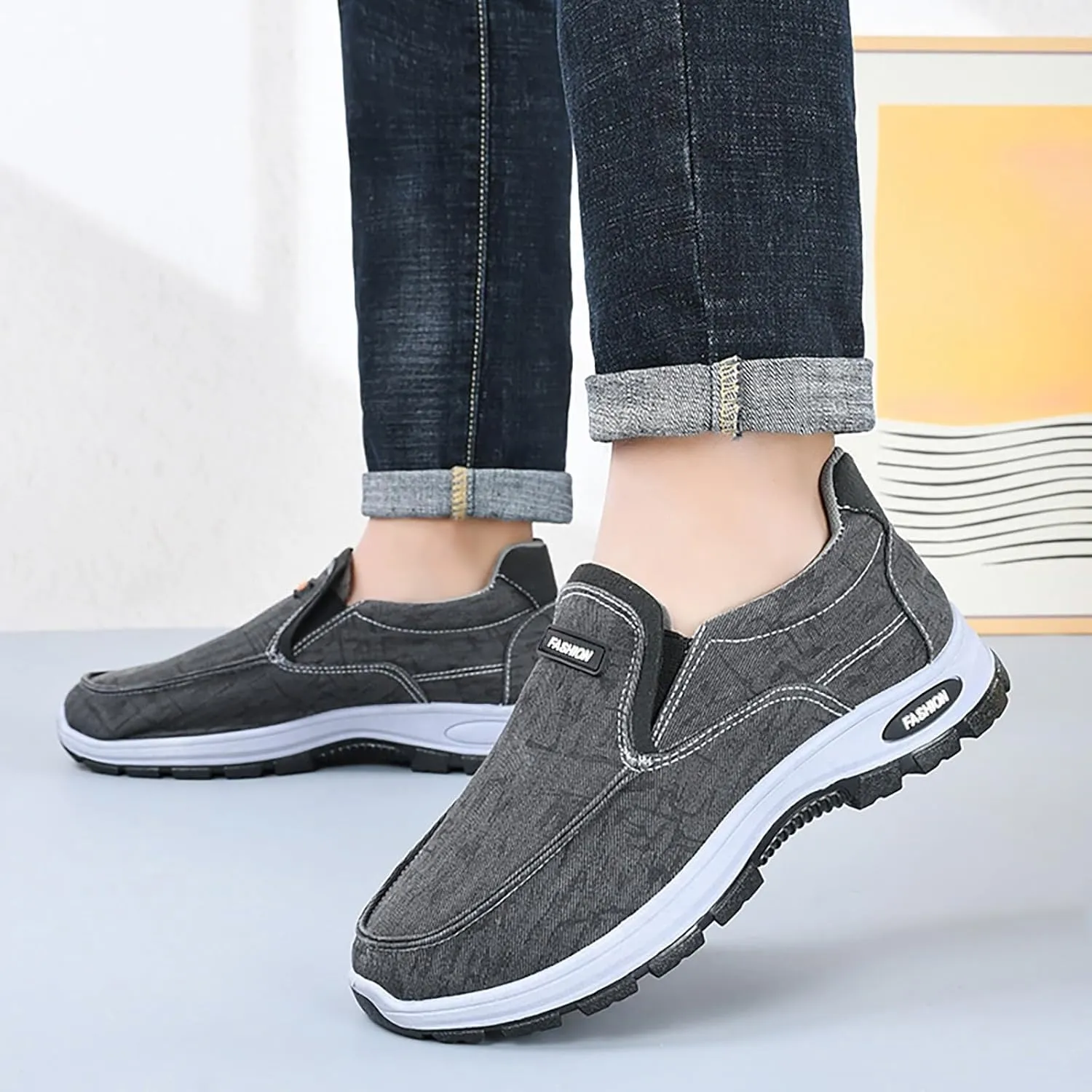 Fashion Sneakers Comfortable Men's Shoes Breathable Solid Color Casual Soft Sole Comfortable Simple Walking Shoes