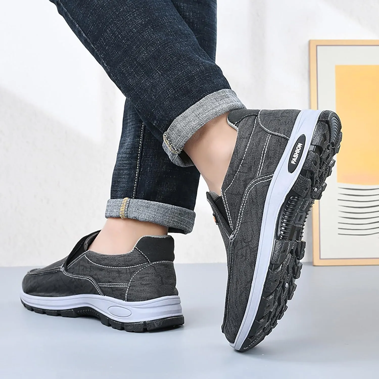 Fashion Sneakers Comfortable Men's Shoes Breathable Solid Color Casual Soft Sole Comfortable Simple Walking Shoes