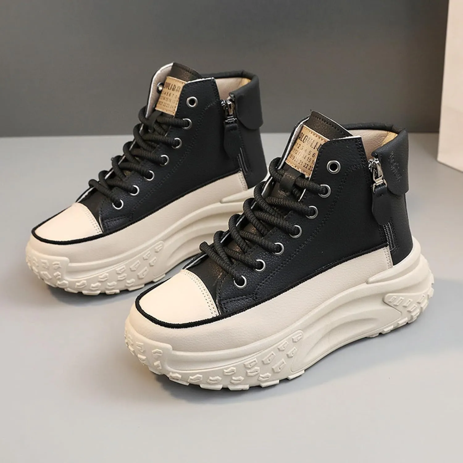 Fashion Sneakers For Women 2024 Platform,Womens White Platform Sneakers Canvas Platform Shoes for Women Black Casual Tennis Shoes Comfortable Walking Shoes for Women Lace Up High Top Sneakers
