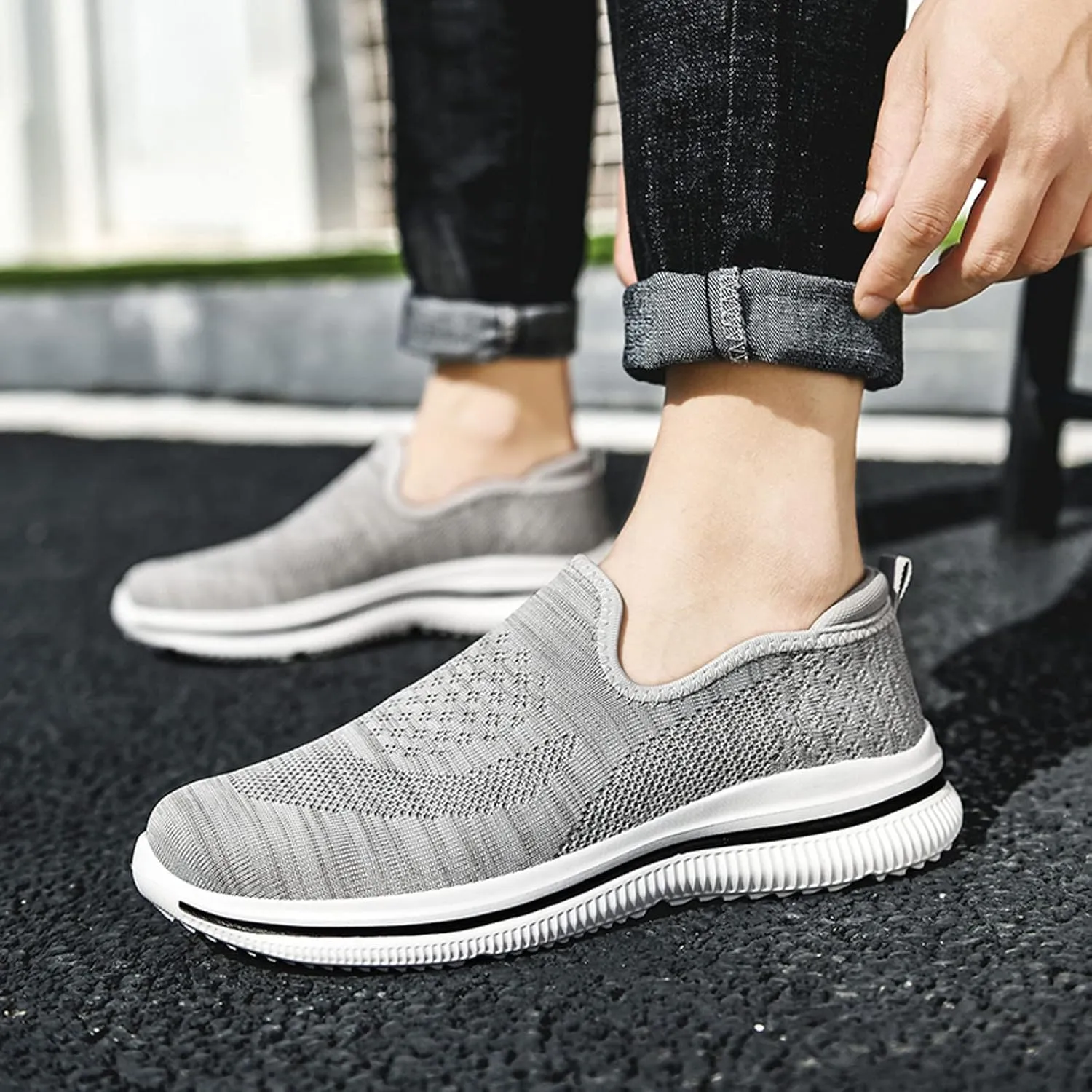 Fashion Sneakers Shoes Fashion Men Mesh Mountaineering Casual Sport Shoes Lace Up Solid Color Running Breathable Soft