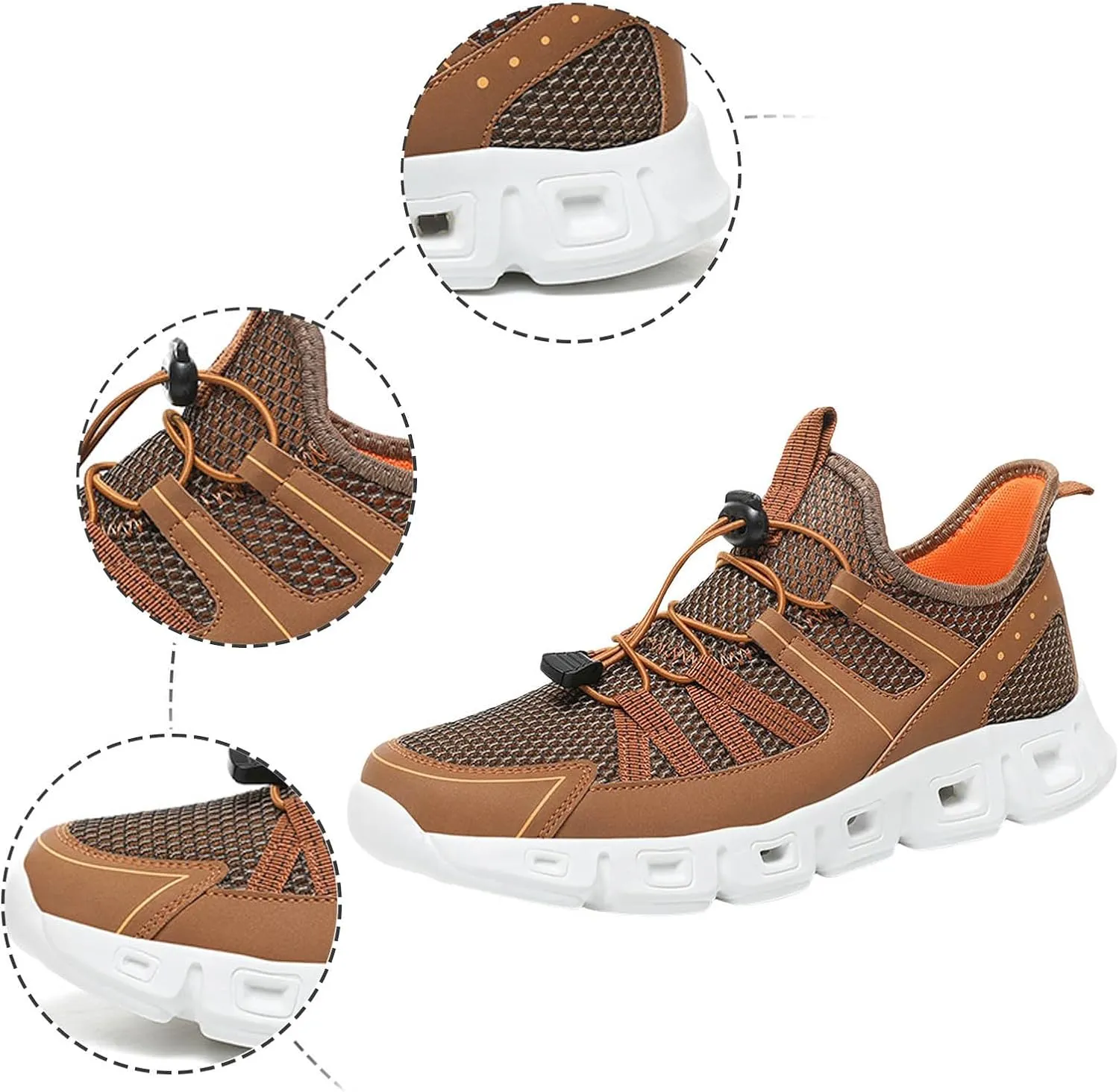 Fashion Sneakers Shoes Men Sports Shoes Fashionable New Pattern Simple Pure Color Mesh Breathable Flat Bottom Elastic