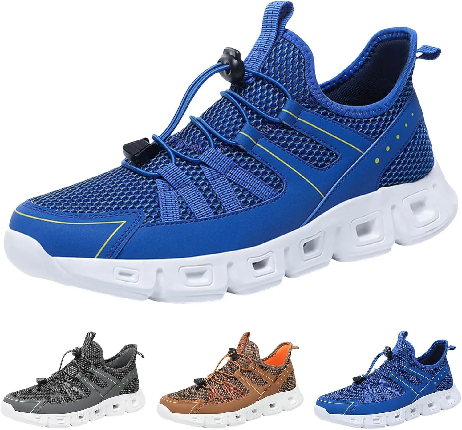 Fashion Sneakers Shoes Men Sports Shoes Fashionable New Pattern Simple Pure Color Mesh Breathable Flat Bottom Elastic