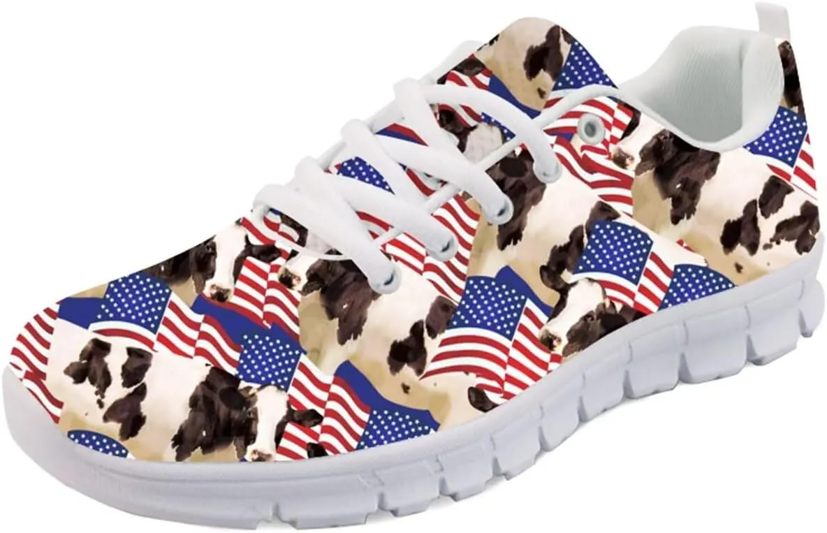 Forchrinse American Flag Bold Eagle Print Women's Athletic Running Shoes Patriotic Walking Sneakers for Men USA Shoes President Independence