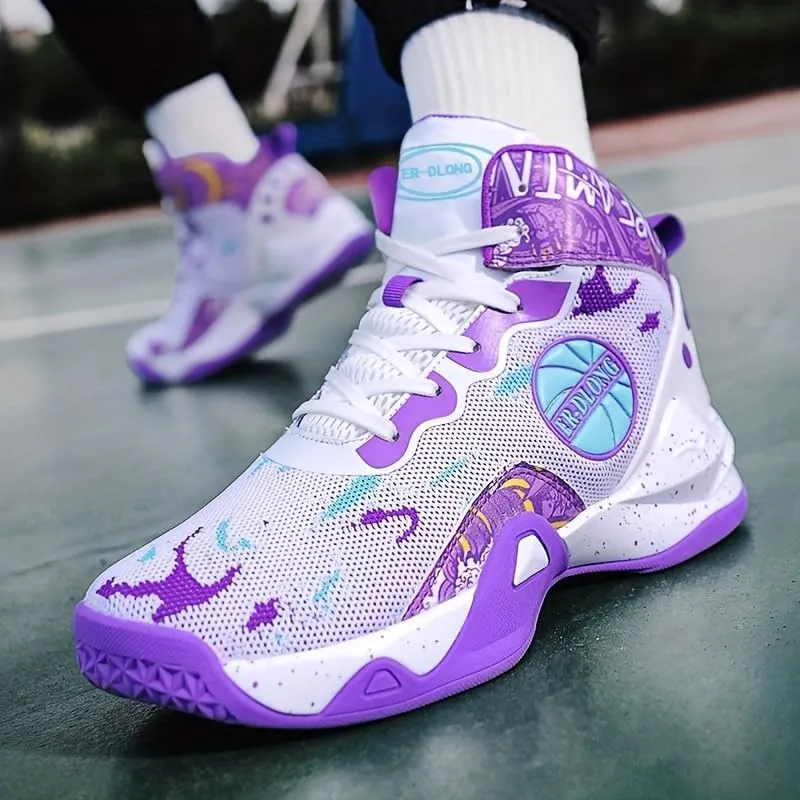 High Top Basketball Shoes for Men, Non-Slip Breathable Basketball Training Sneakers, Fashion Athletic Running Shoes