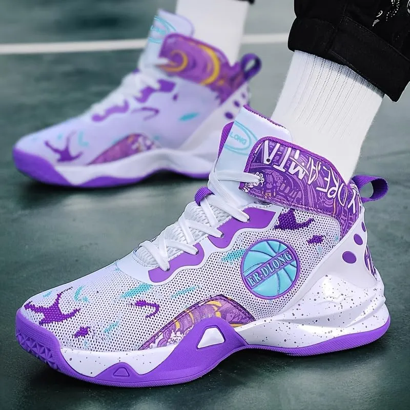 High Top Basketball Shoes for Men, Non-Slip Breathable Basketball Training Sneakers, Fashion Athletic Running Shoes