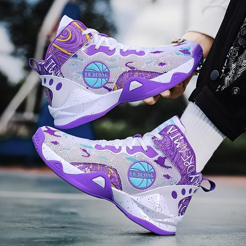High Top Basketball Shoes for Men, Non-Slip Breathable Basketball Training Sneakers, Fashion Athletic Running Shoes
