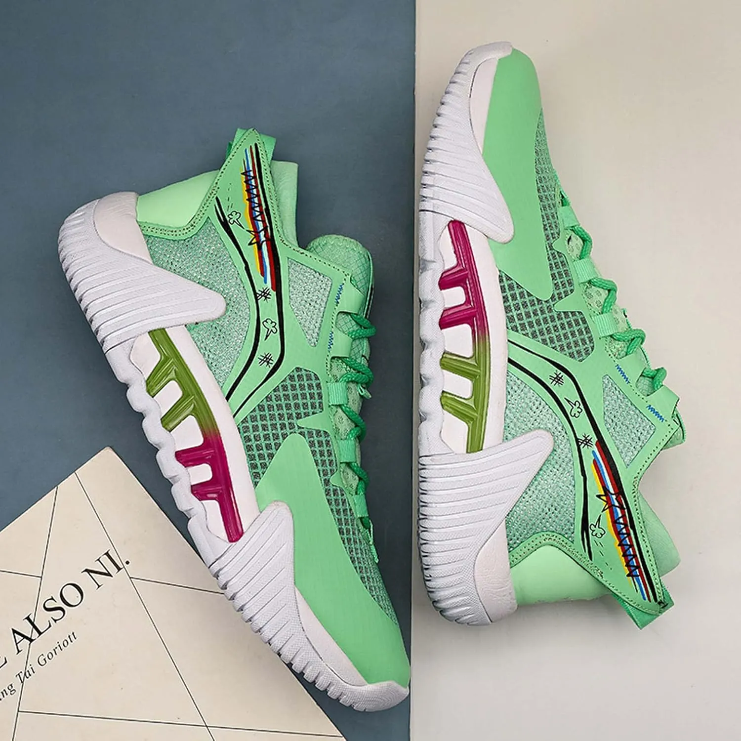 High-top Men's Basketball Shoes Teenagers Breathable Non-Slip Outdoor Sneakers Women's Fitness Cushioning Training Tennis Shoes