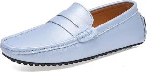 HOOENG Smoking Loafer for Men Genuine Leather Stitching Details Penny Loafer Flexible Resistant Soft Driving Slip on
