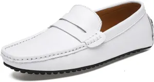 HOOENG Smoking Loafer for Men Genuine Leather Stitching Details Penny Loafer Flexible Resistant Soft Driving Slip on