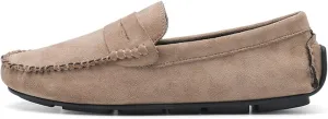HOOENG Smoking Loafer for Men Suede Vamp Penny Loafer Stitching Details Round Toe Resistant Flexible Anti-Slip Outdoor Slip on
