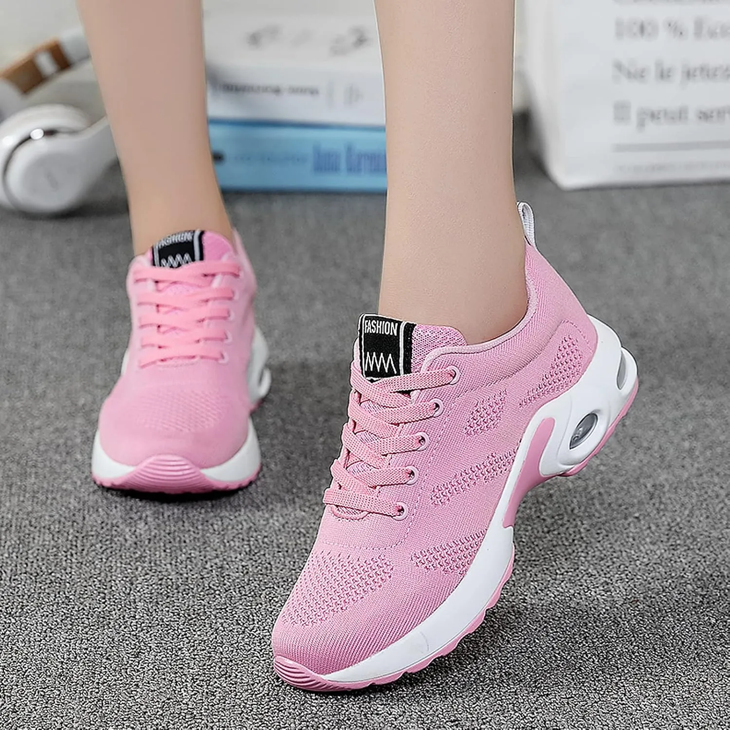 ihinzry Women's Air Running Shoes Lightweight Comfortable Non-Slip Walking Shoe Outdoor Breathable Fashion Mesh Sneakers