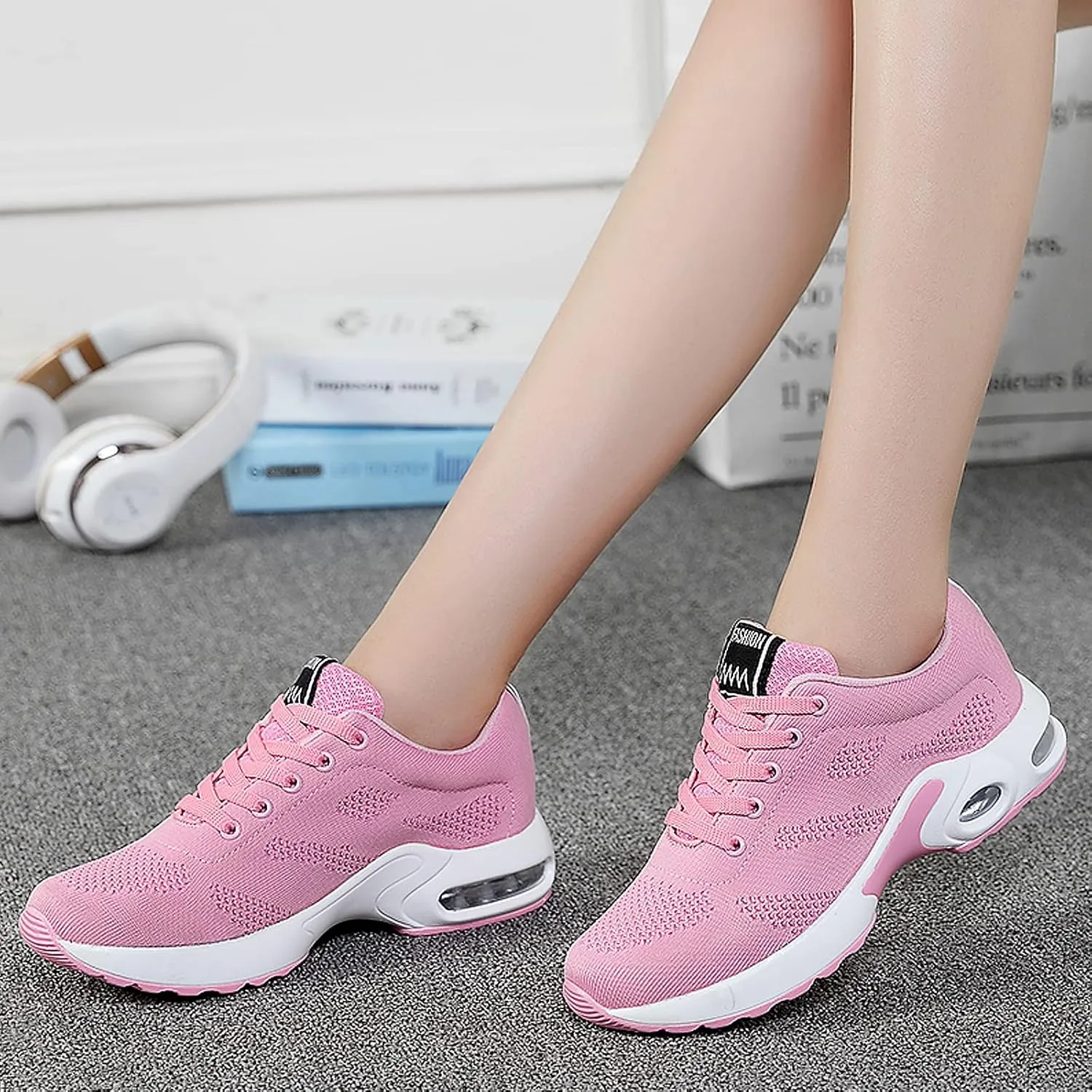 ihinzry Women's Air Running Shoes Lightweight Comfortable Non-Slip Walking Shoe Outdoor Breathable Fashion Mesh Sneakers