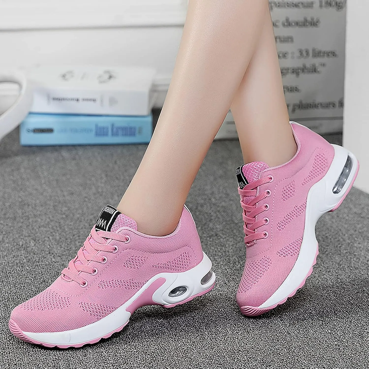 ihinzry Women's Air Running Shoes Lightweight Comfortable Non-Slip Walking Shoe Outdoor Breathable Fashion Mesh Sneakers